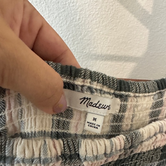 Madewell Elbow-Sleeve Smocked Dress in Lebaum Plaid NWOT - Picture 4 of 9